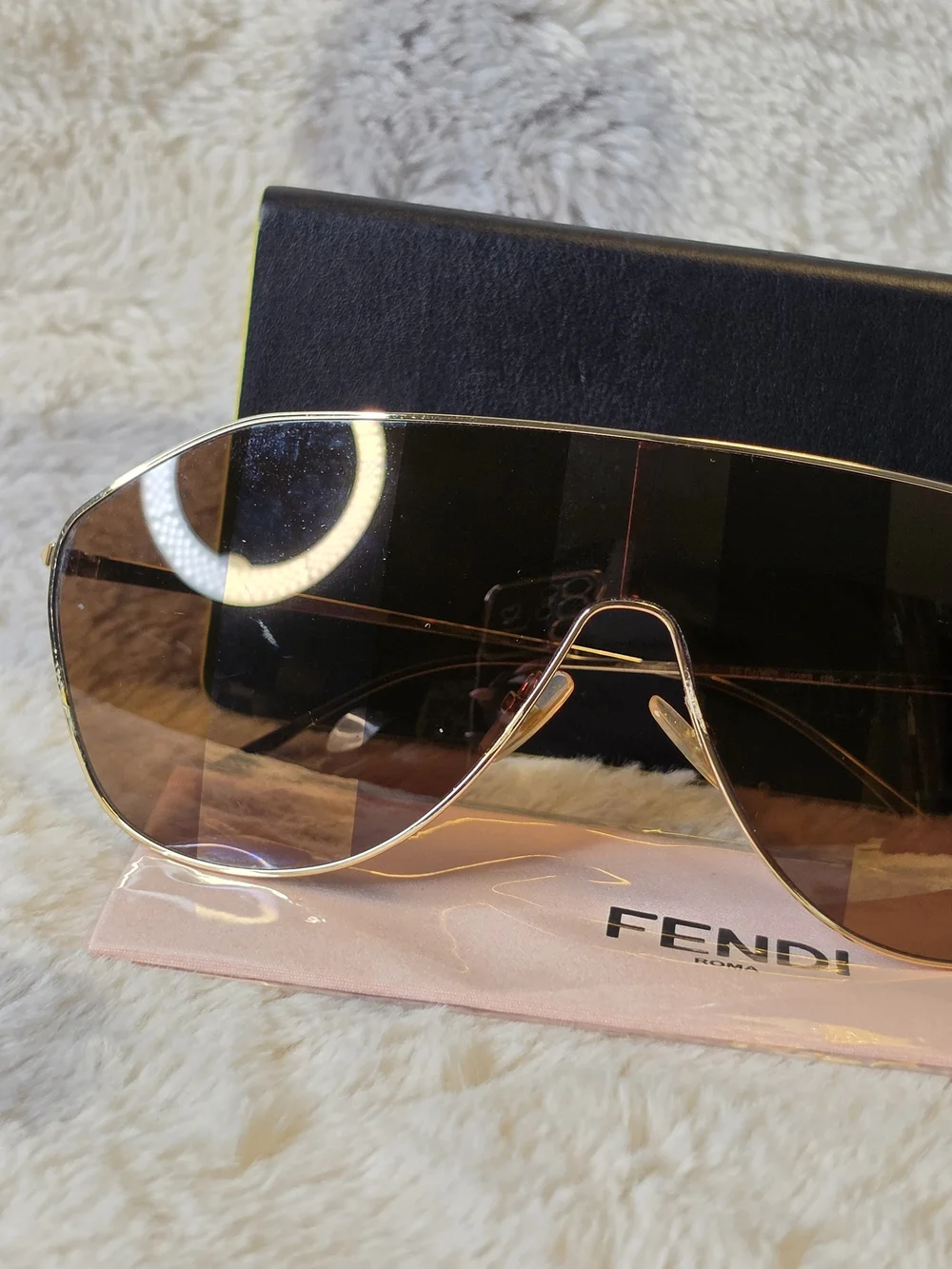 Fendi Women’s Gradient Brown Shield Sunglasses